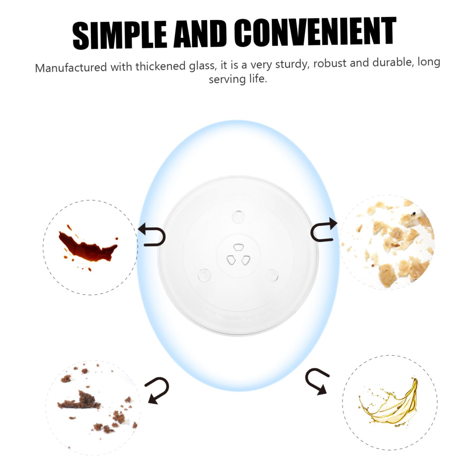 TOYANDONA Plato de Vidrio Grueso para Microondas Bandeja de Horno Resistente al Calor Repuesto para Horno con Base Estable Apto para Cocinar y Calentar Alimentos
