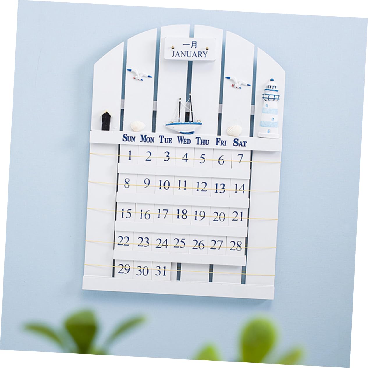 Operitacx Mediterraner Holz-wandkalender Perpetual Kalender Im Mediterranen Stil Hängender Holz-kalender Als Dekorativer Wandschmuck Für Büro Und Zuhause