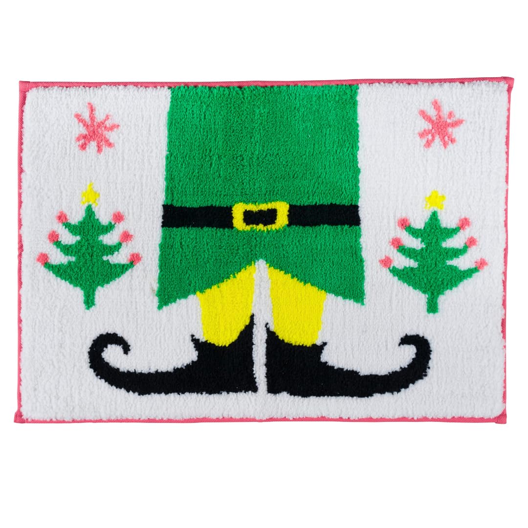 Elf Movie Buddy Christmas Bathroom Mat Rug 17x24 - Non-Slip Plush Poly Knit Holiday Home Decor Accent -