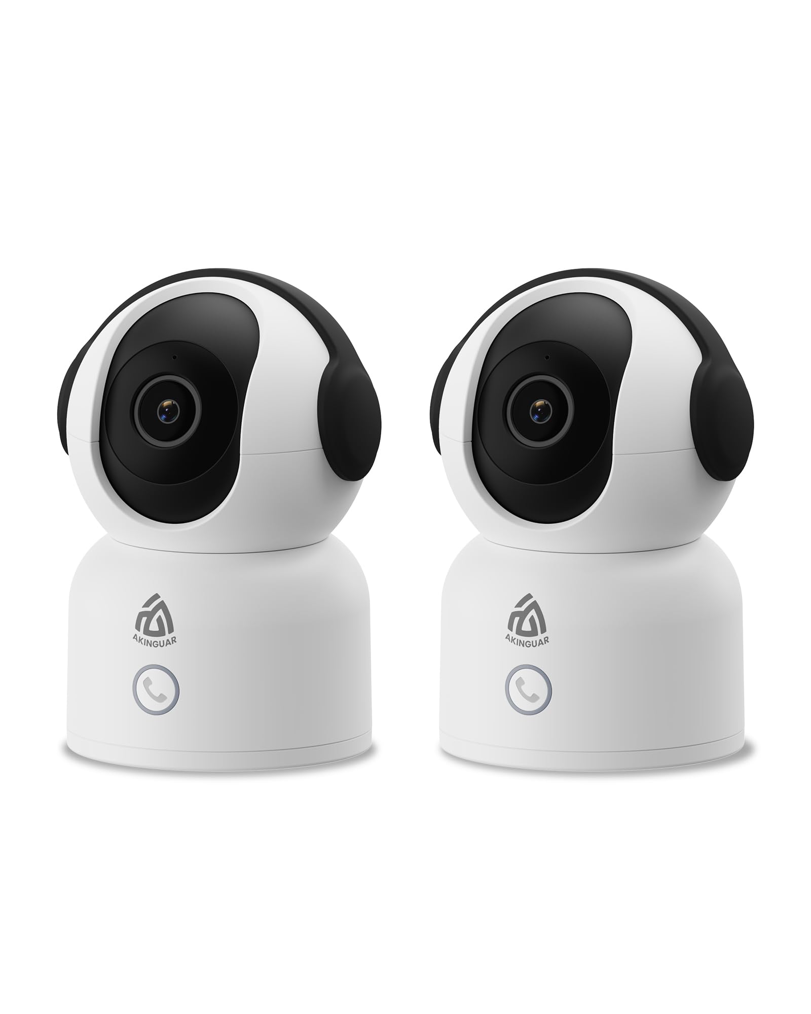 AKINGUAR 4MP Indoor Pet Camera with AI Person/Pet/Baby Detection, 2 Pack