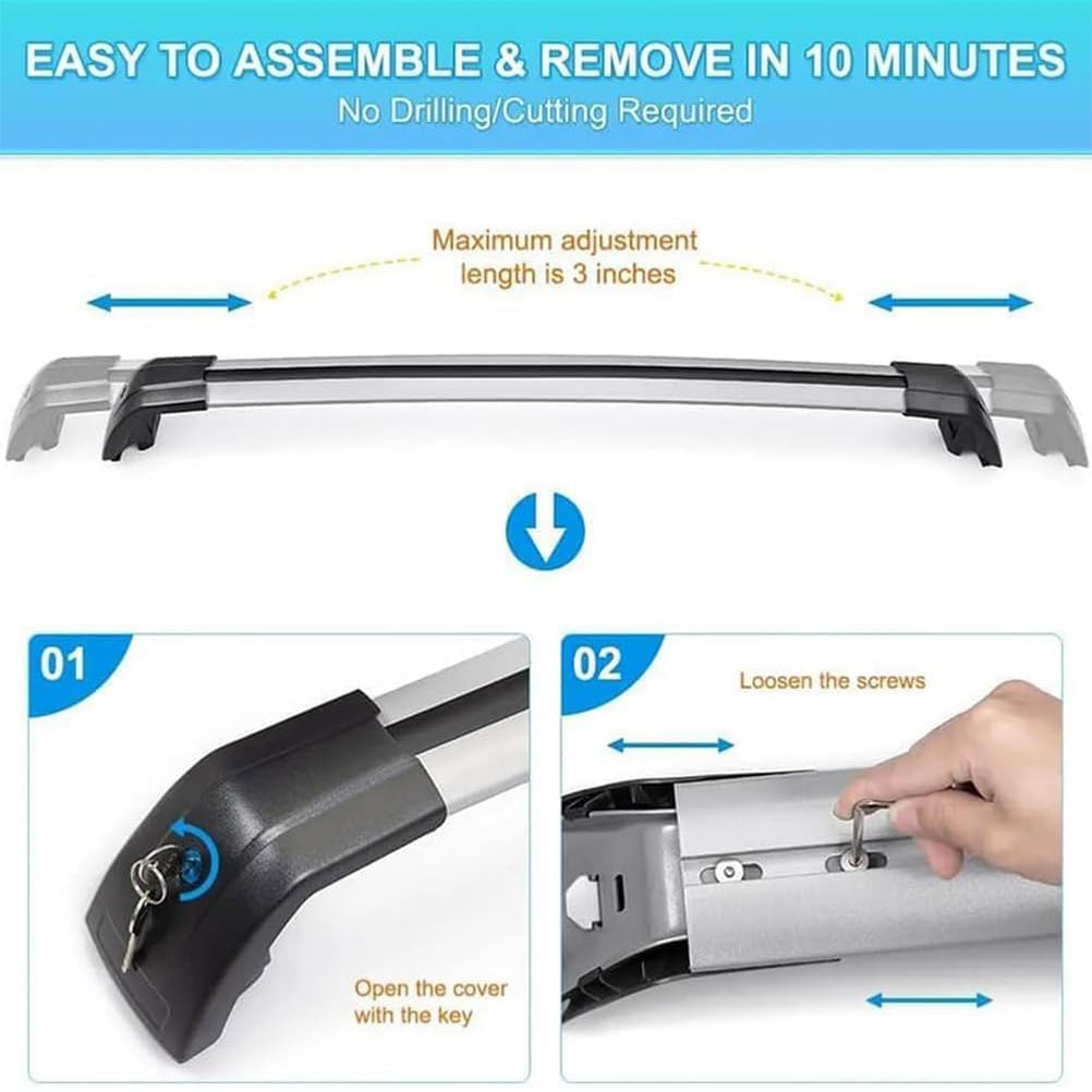 Barre Portatutto Tetto Auto Alluminio con Serratura Antifurto per Land Rover Range Rover Evoque 2011-2026, Barre Trasversali Portapacchi Auto Aerodinamiche Regolabili Elevata capacità