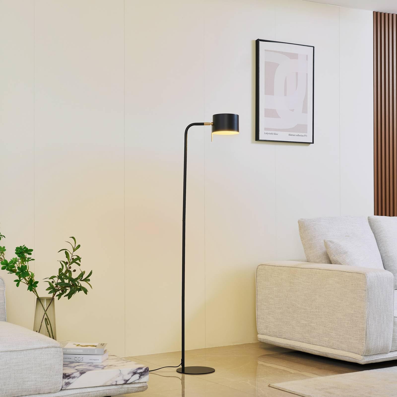 Lindby Lampa stojąca Kaida (nowoczesna) w kolorze czarnym z metalu (1 lampa, E27) - lampa stojąca, salon