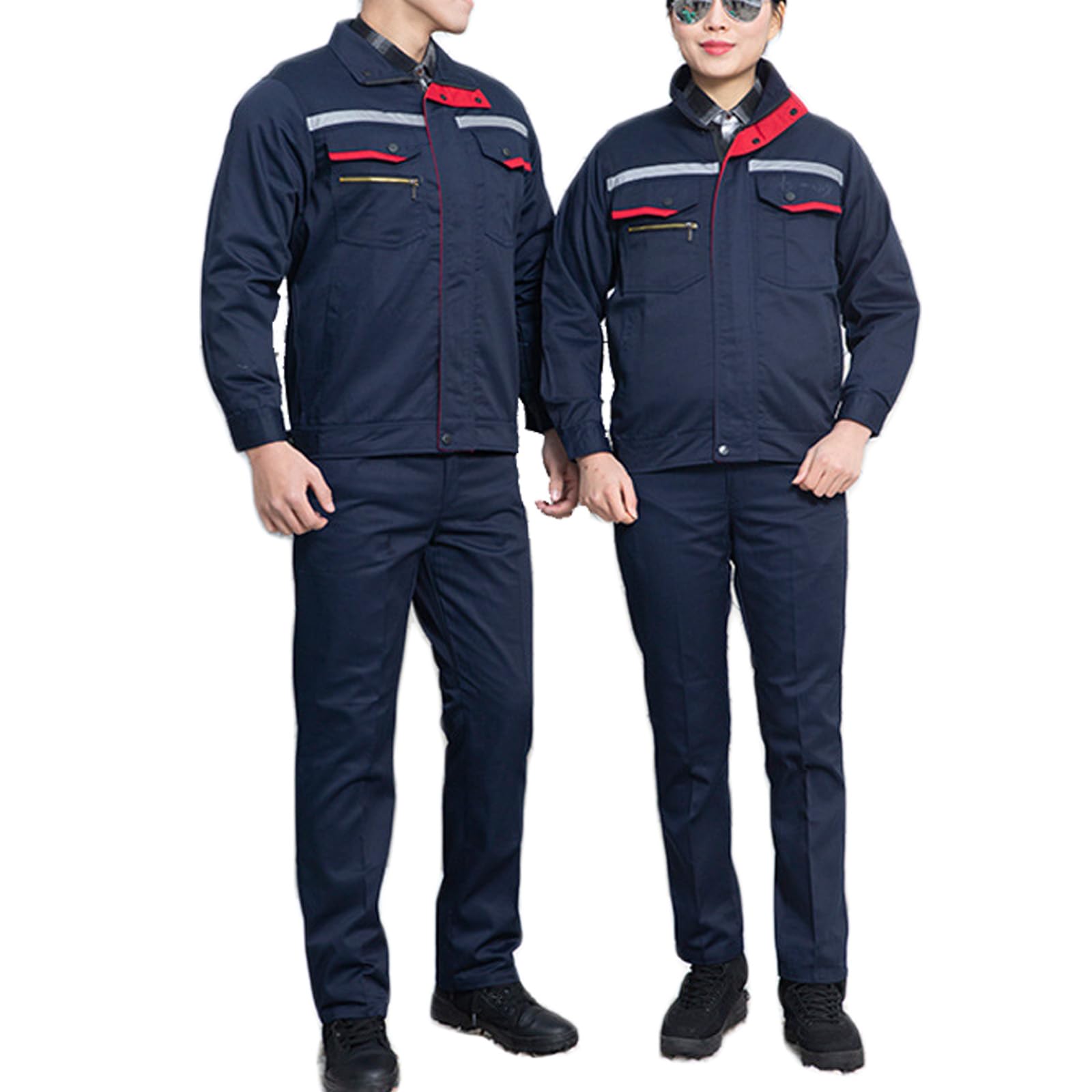 Combinaison De Travail Avec Plusieurs Poches Et Bande Réfléchissante, Combinaison À Manches Longues Workwear Zippée Pour Hommes Femmes