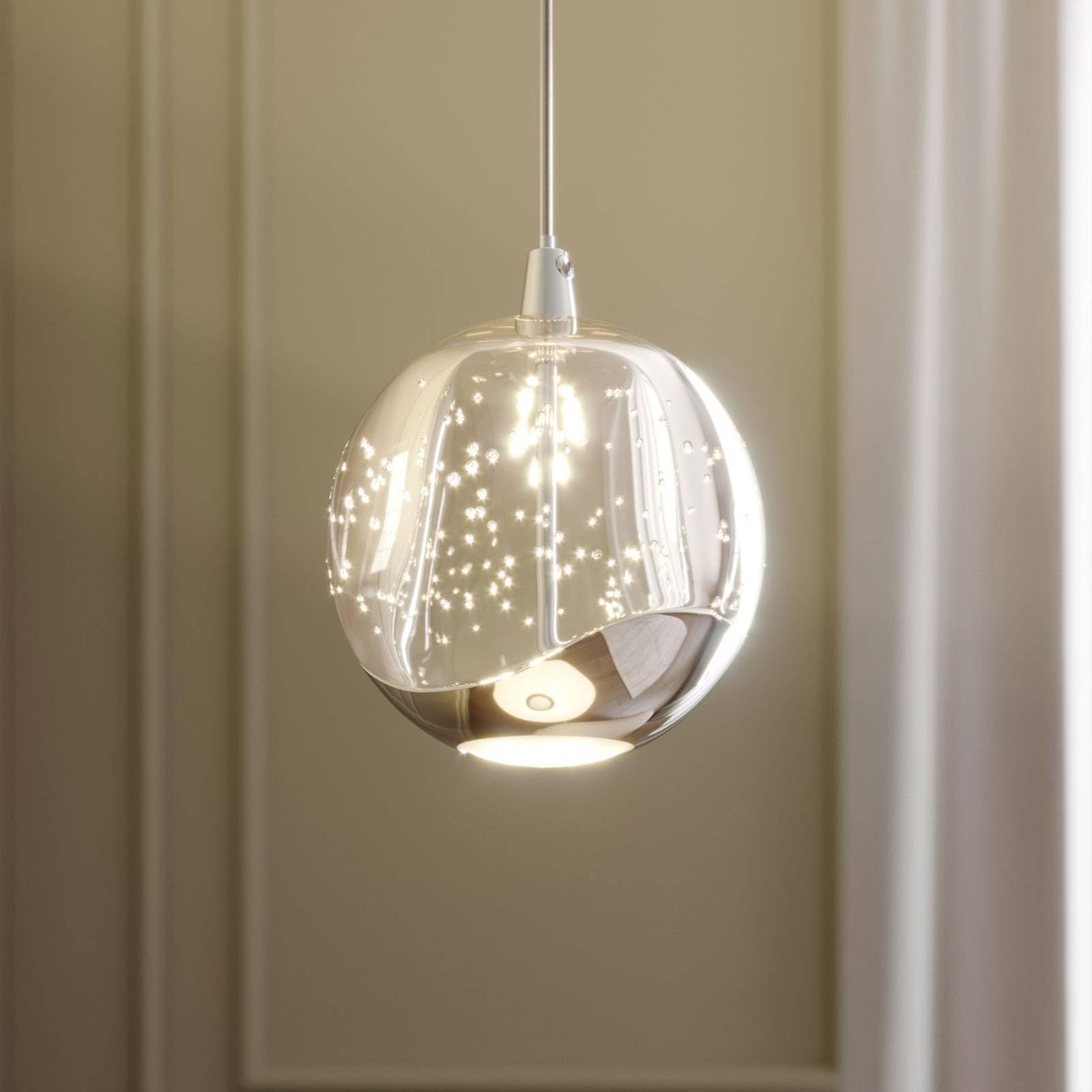 Lucande LED Pendelleuchte Hayley (Modern) in Transparent aus Glas (1 flammig,) - Hängelampe Esstischlampe Hängeleuchte Wohnzimmerleuchte