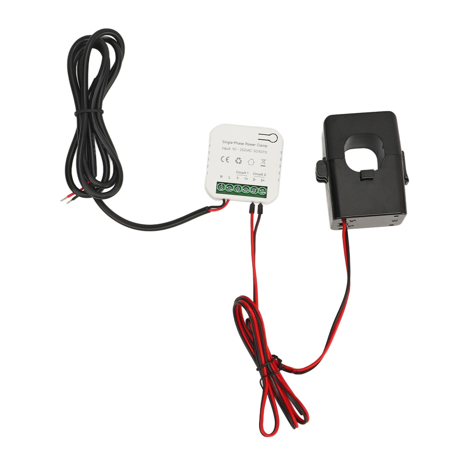 Monitor de energía inteligente WiFi con transformador de corriente 300ACT, pinza amperimétrica de monitoreo de potencia monofásico KWh, 90-250VAC