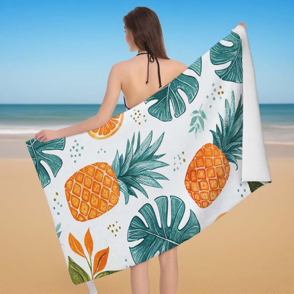 Toalla de Playa Grande 220x100cm/35x70cm, Juego de 2 Toalla Microfibra XXL de Antiarena, Toallas Playa Suave Ligera, Absorbente Secado Rápido, Beach Towel Viaje, Regalo Mujer Hombre (Sencillez) I-90