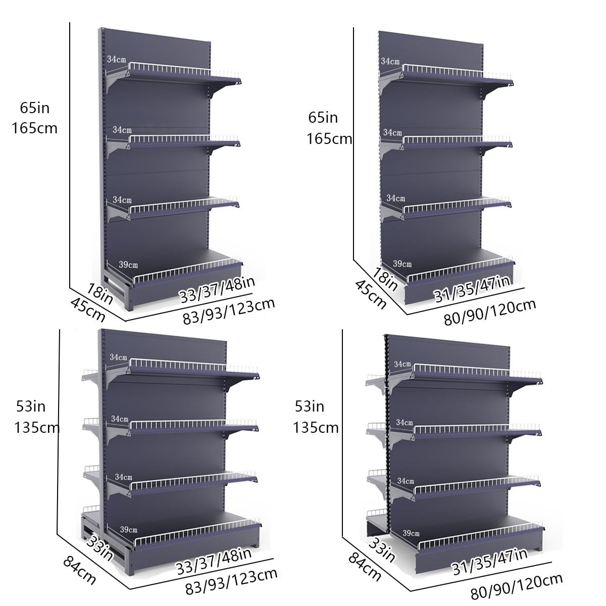 Gondelregal Display für den Einzelhandel, verstellbare Metalleinheiten für den gewerblichen Gebrauch, langlebiges Gondelregal für Supermärkte und Geschäfte