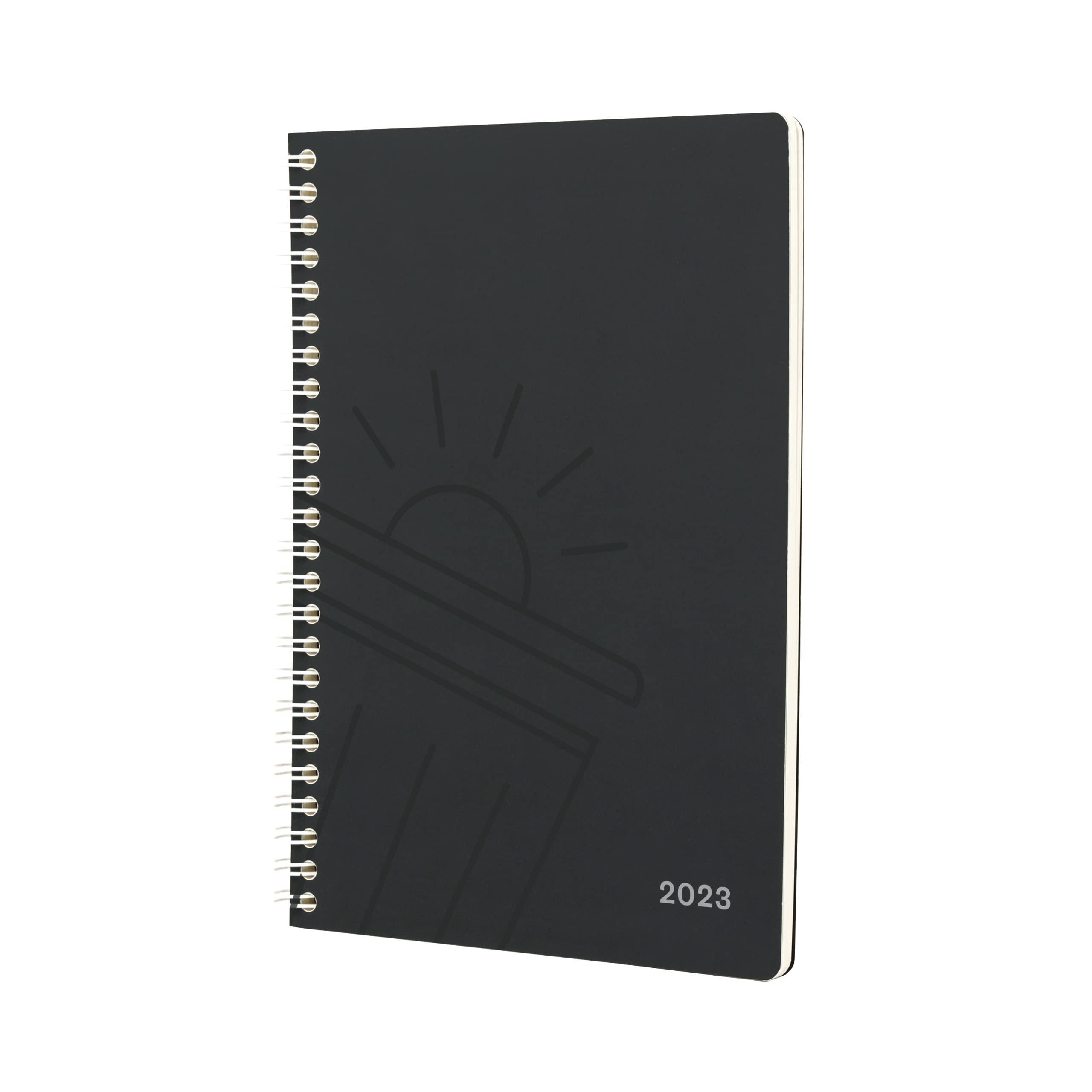 Jumble & Co Convo Icon A5 Week to View Wiro Bound 2023 Diary Clean Slate Black - Weekly Journal with dotted pages