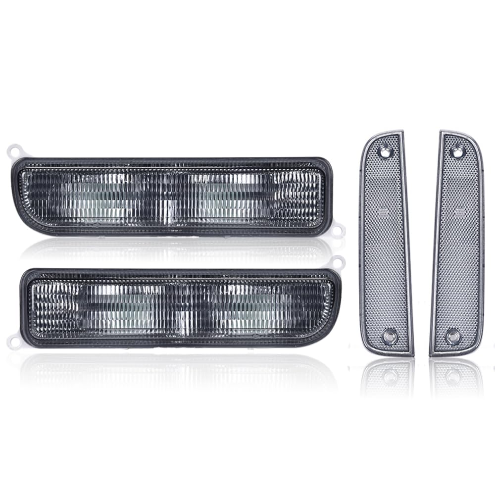 Instantly Upgrade Your Jeep Cherokee XJ's Look with PIT66 Smoked Bumper Turn Signal Combo and Corner Side Marker Lamps Set (1997-2001, 4-Pie