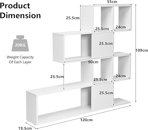 Miniatura 3 de Onnertune - Estantería escalera, 16 estantes de escalera, estantería esquinera de 5 niveles, estantería separadora de habitaciones, 9 cubos