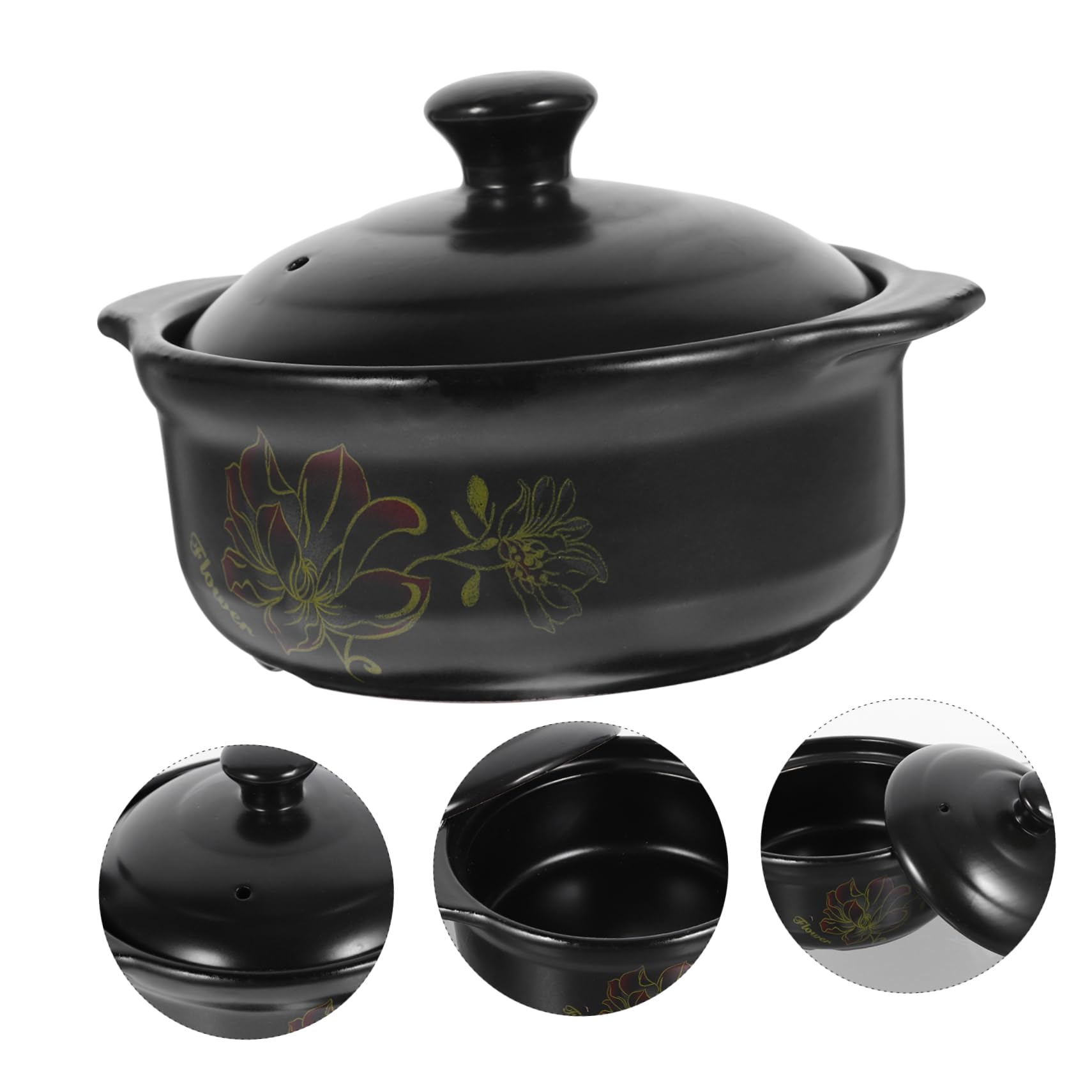 Casseruola in Ceramica da 1100ml Coperchio, Riscaldamento Uniforme e Mantenimento del Calore, per Zuppe e Cottura in Cucina