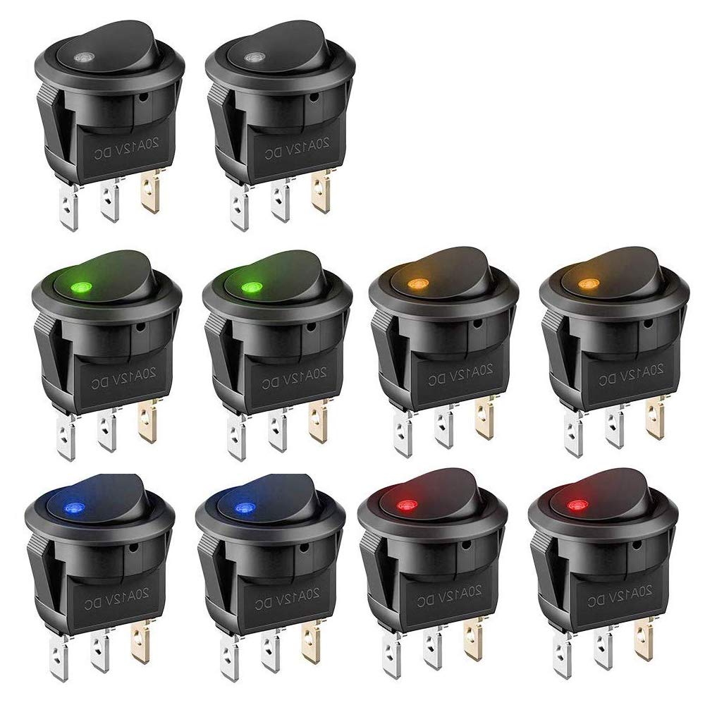 Set 10 Mini Interruttori A Bilanciere ON/OFF 12V Con Coperture Protettive - 2 Pin, 2 Posizioni, Nero
