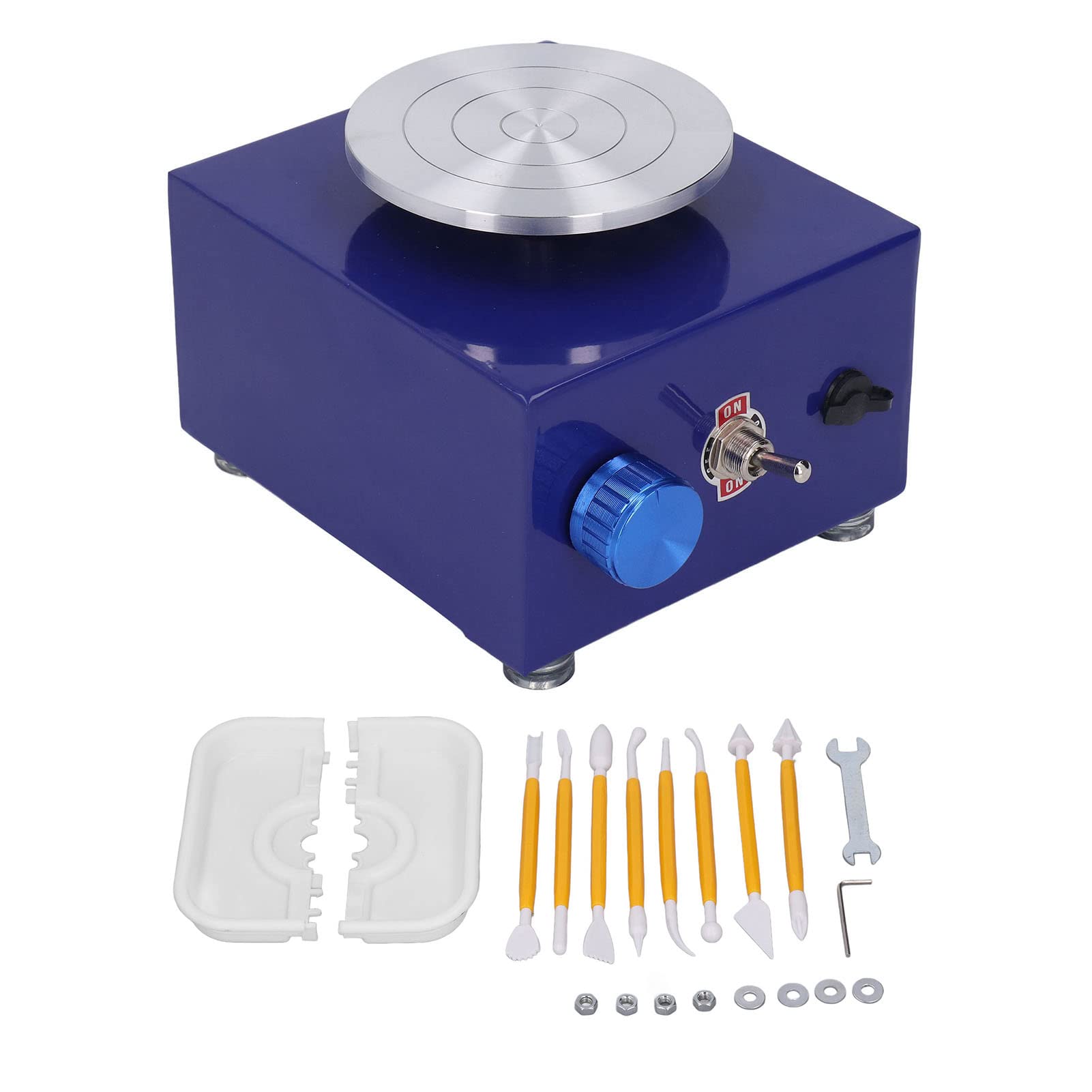 Fdit Mini Torno de Alfarero, Máquina de Alfarería para Niños de 2000 RPM con Recipiente Extraíble, para Manualidades de Arcilla DIY. Actividades para e hijos. (aleación, plástico 2)