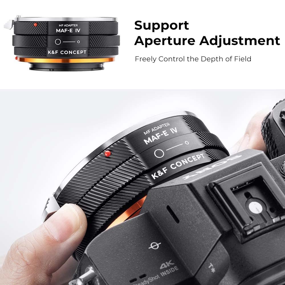 K&F CONCEPT Adapter do montażu obiektywu IV PRO MAF-NEX, ręczne ustawianie ostrości, kompatybilny z obiektywem Minolta AF/Sony Alpha A do korpusu aparatu SONY-E NEX z matującym lakierem