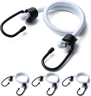 4Pcs 32inch White Bungee Cords with Hooks, Heavy Duty Elastic Bungee