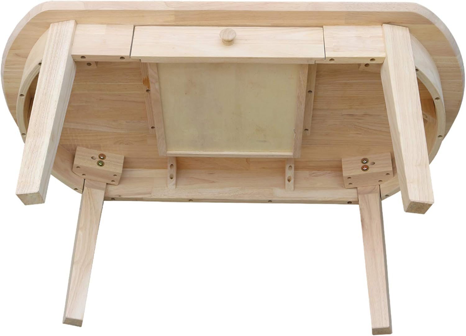 43.7" Natural Wood Oval Coffee Table with Storage