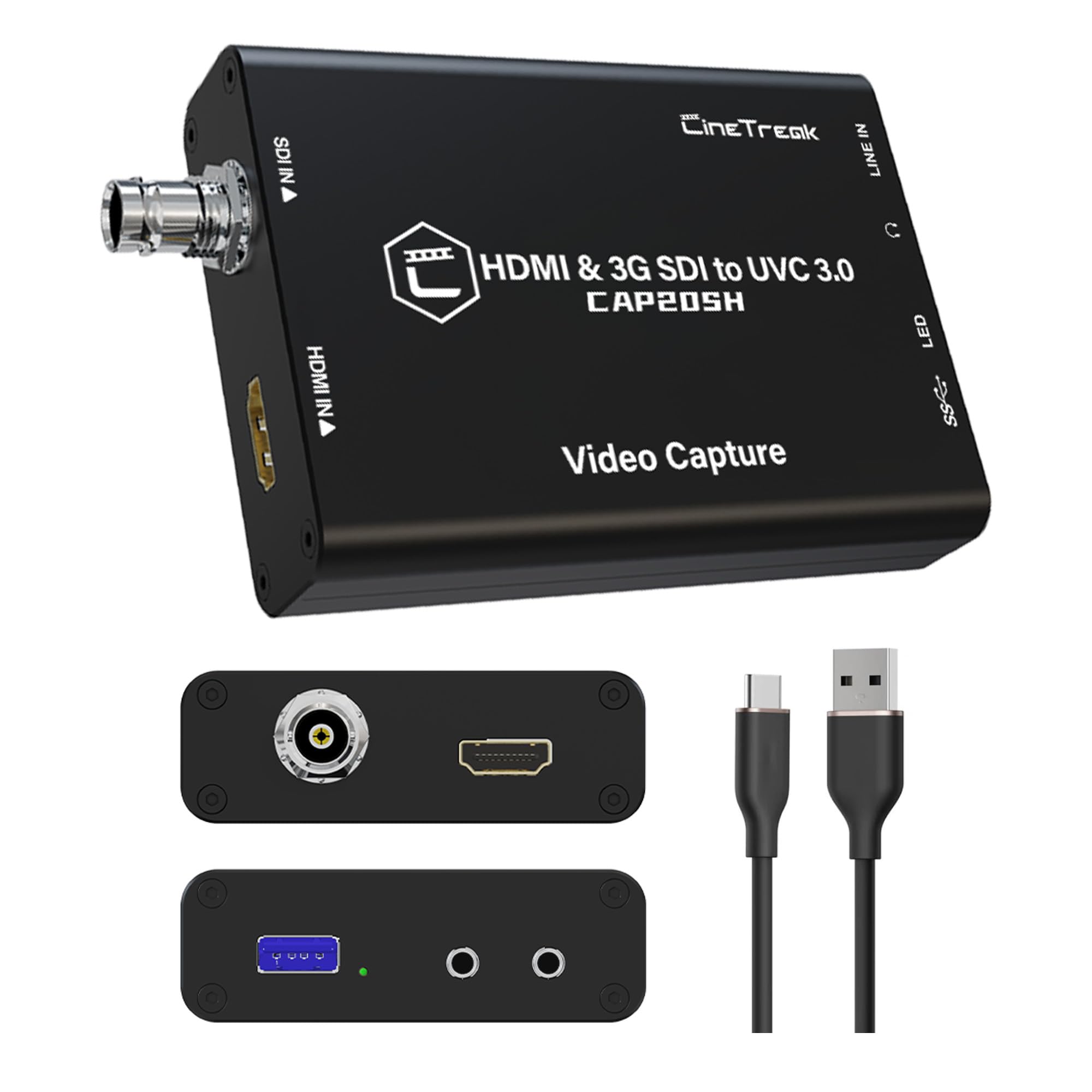 CINETREAK SDI/HDMI to USB 3.1 Capture Card for livestreaming, 1080p60 Uncompressed,3D Lut Output,Chroma Key,PS5/PS4/OBS/PC