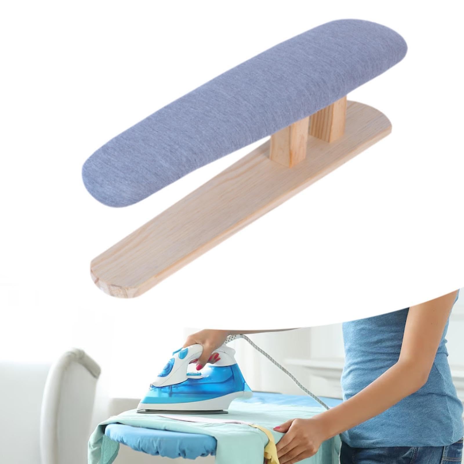 Kompaktes Bügelbrett mit Holzsockel für Wäsche Und Bastelräume, Grau 57cmx13cmx16cm