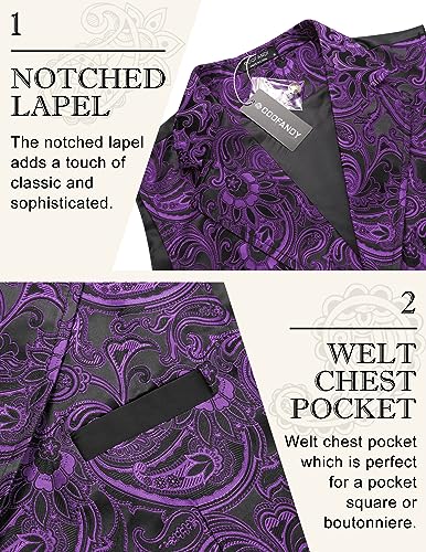 COOFANDY Mens Suit Vest Paisley Floral Victorian Vests Gothic Steampunk Formal Waistcoat Tuxedo Vests with Notched Lapels, Purple, Small steampunk buy now online COOFANDY Mens Suit Vest Paisley Floral Victorian Vests Gothic Steampunk Formal Waistcoat Tuxedo Vests with Notched Lapels, Purple, Small steampunk buy now online