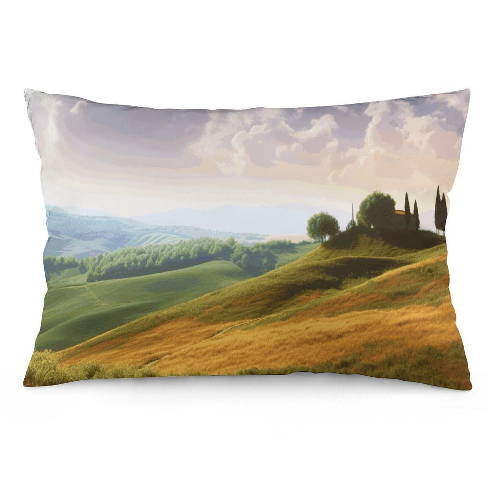 2 Pack Pillow Cases for Hair and Skin, Soft Breathable Pillow Case Covers with Hidden Zipper, Landscape Pillowcase 12 "x20 Pillow Covers for Sleeping Gift