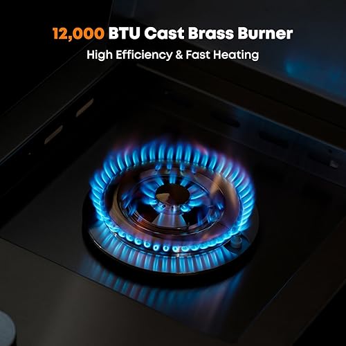 Miniatura 4 de Stanbroil Quemador lateral de acero inoxidable integrado para cocina al aire libre, solo gas natural