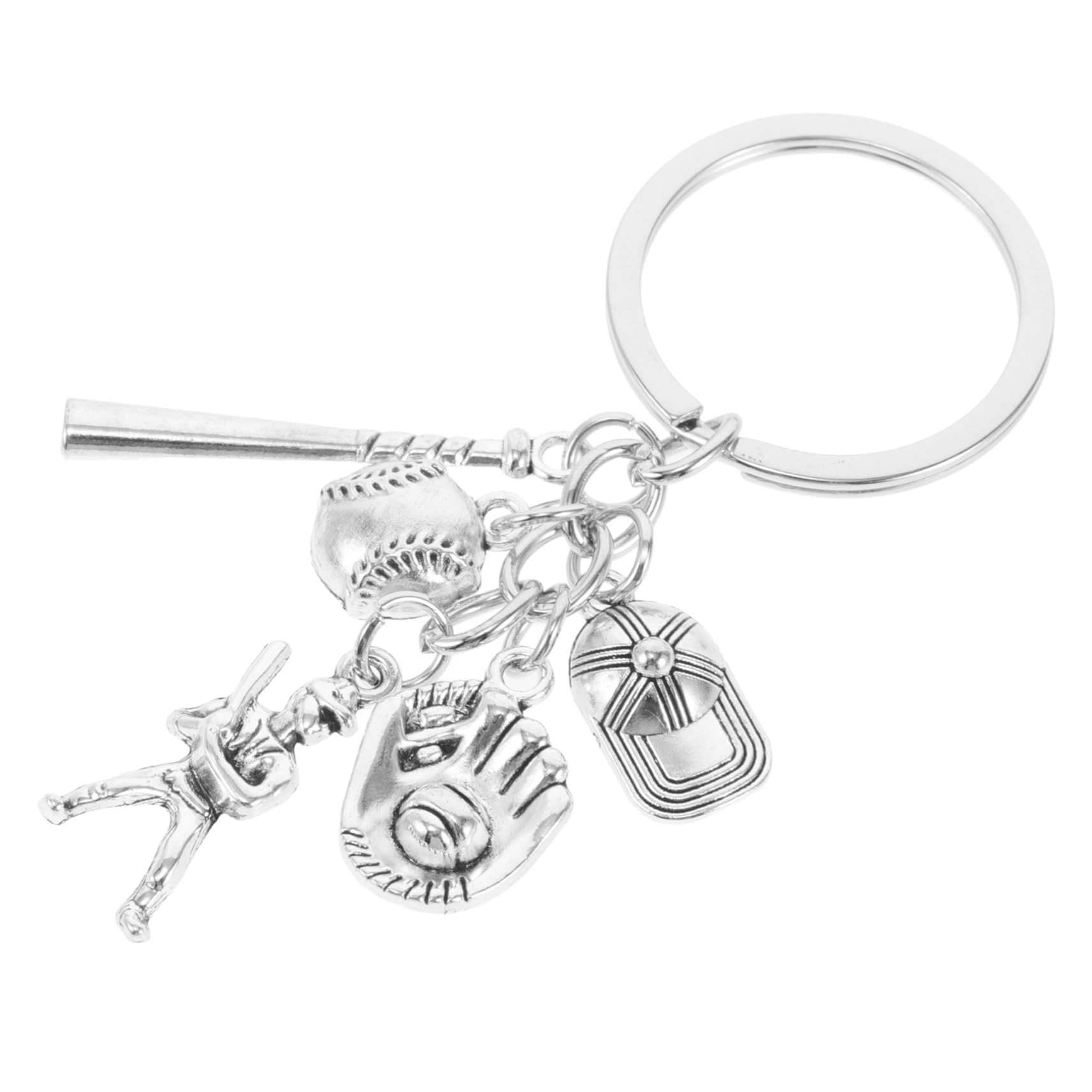 balacoo Sports Keychain Ball Charms Baseball Bat Keychain Mini Softball Metal Letter Handbag Charm