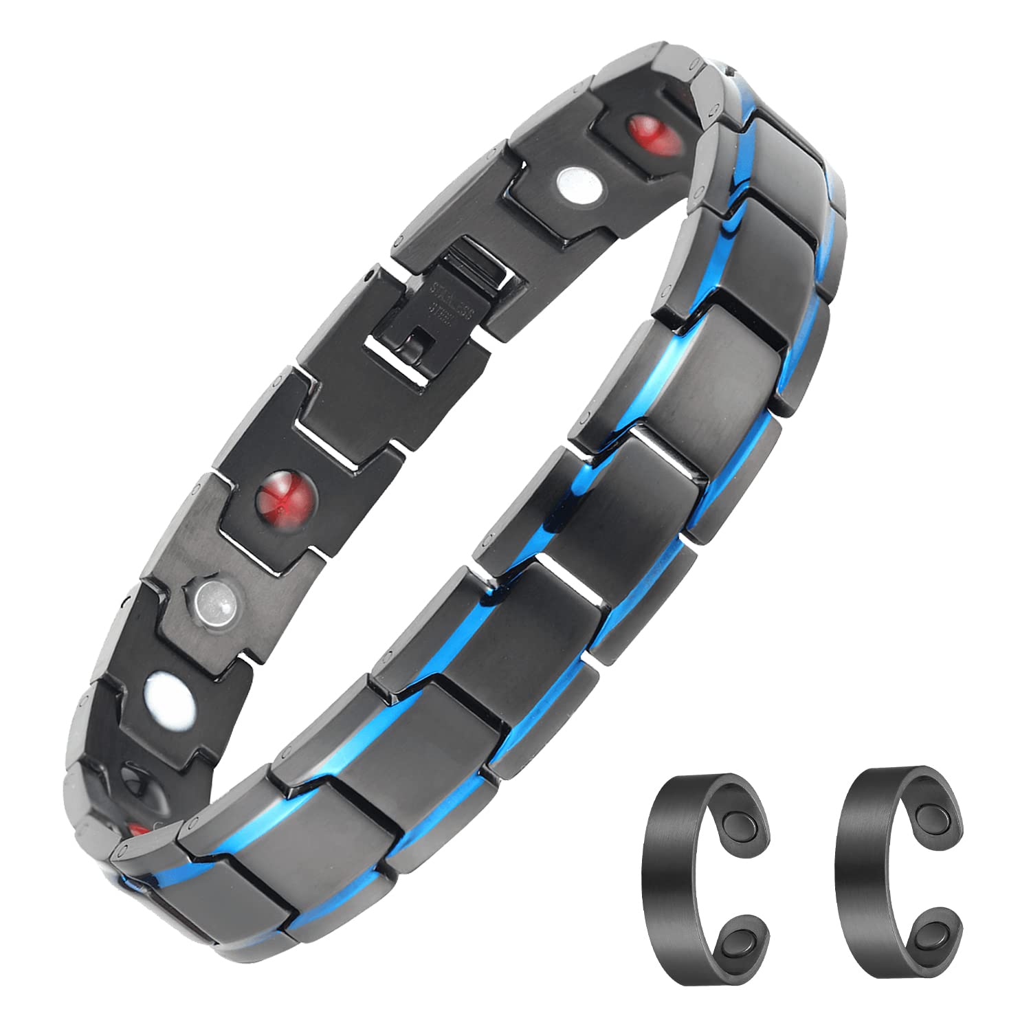 MagEnergyMagnetic Bracelets for Men Arthritis Stainless Steel Bracelet Adjustable, no gemstone