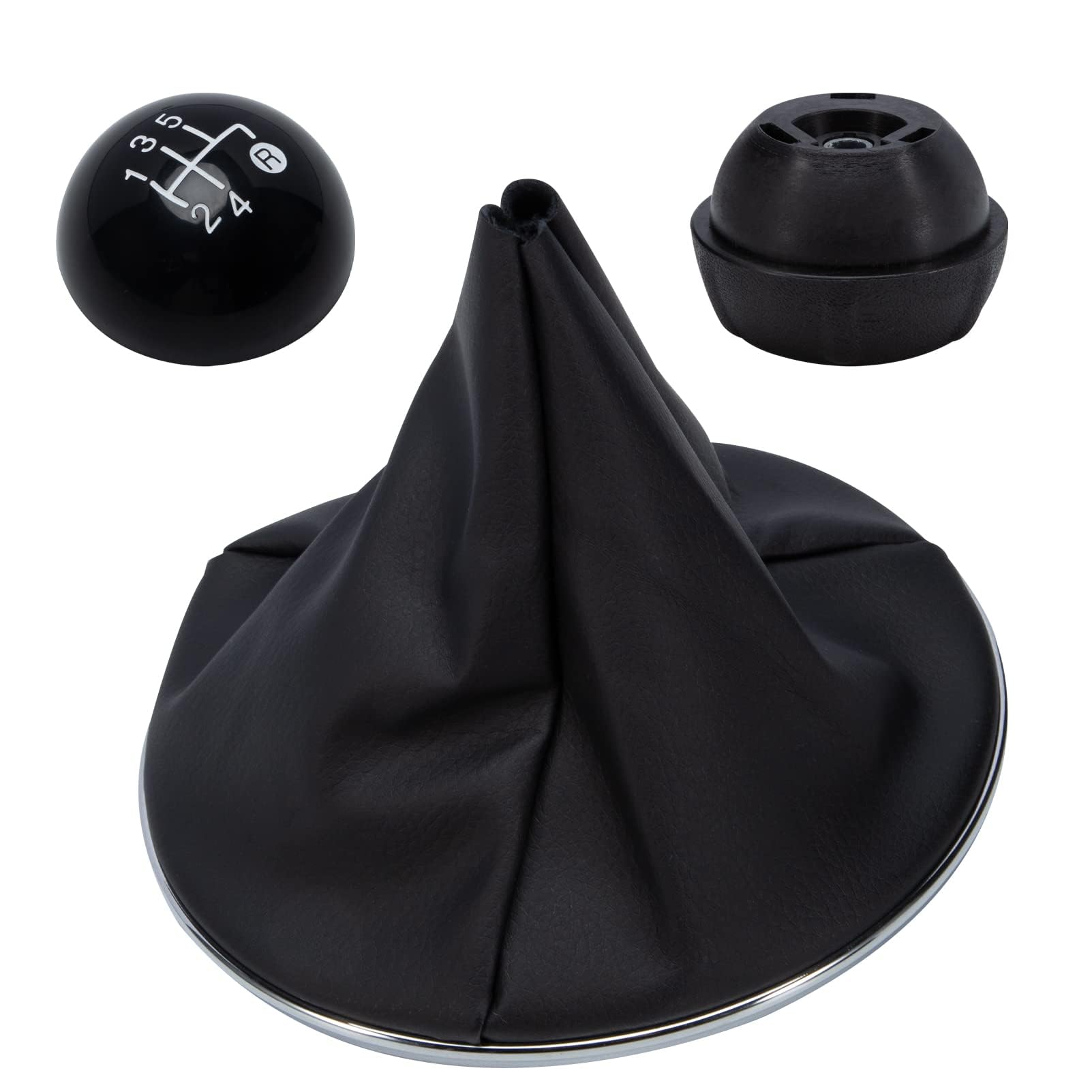 FanPaYY 5 Speed Gear Knob Compatible with FIAT 500 500C, Chrome Manual Shifter Knob Bushing Frame
