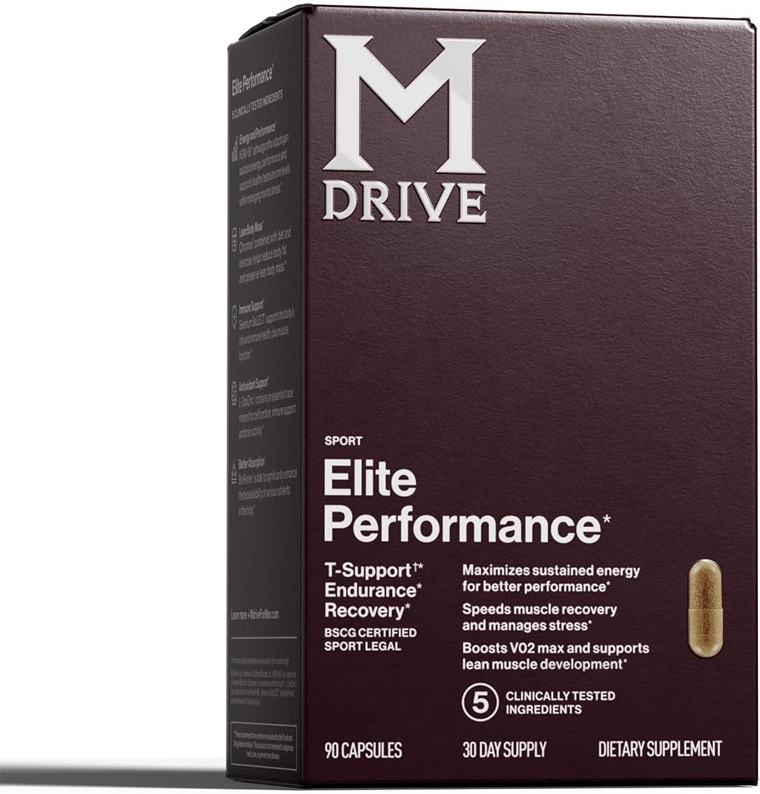 Mdrive Elite - Natural T Energizing Booster, Zinc, KSM-66 Ashwagandha, DIM, Cordyceps, Fenugreek - Supports Immune Health, Energy, Cardio, VO2Max, Recovery, Stress Relief, Lean Muscle, 90 Capsules
