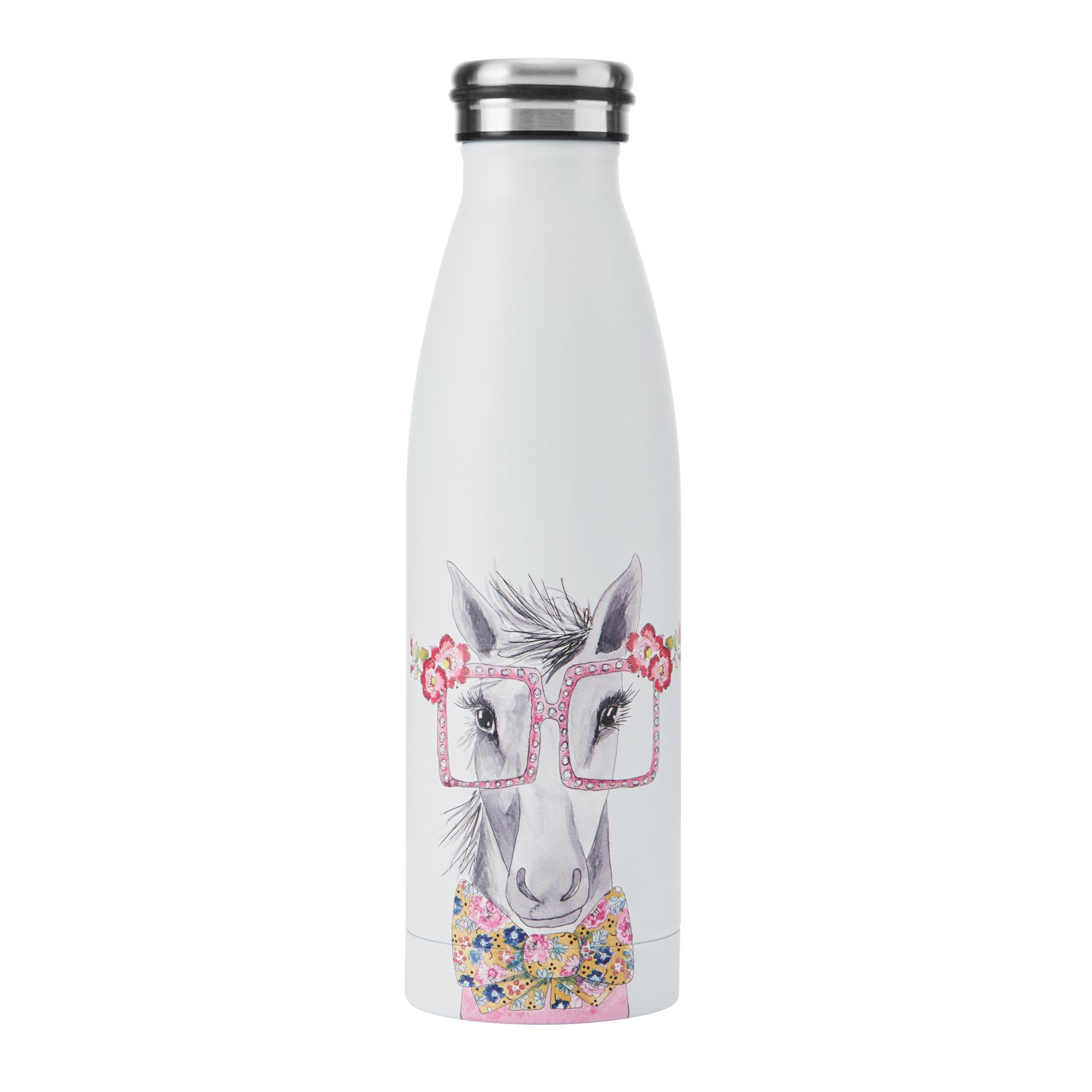 MIKASA Tipperleyhill Double-Walled Stainless Steel Bottle, 500ml Vacuum-Insulated Drinks Bottle Keeps Drinks Cold and Hot, BPA-Free Stainless Steel Hydration Bottle with Horse Print