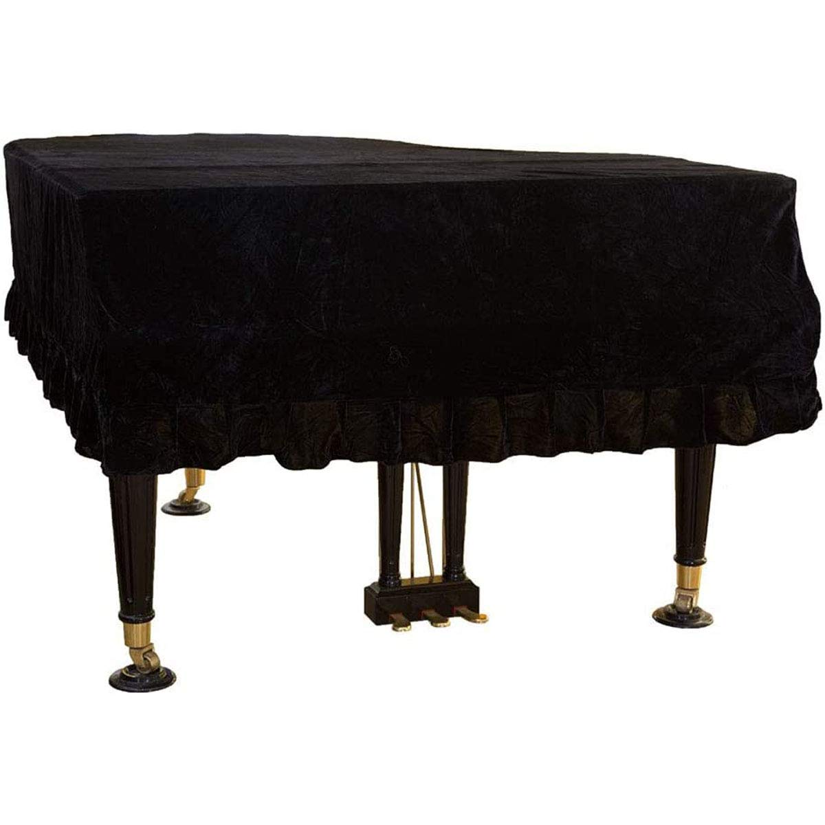 Pevfeciy Piano Cover Grand Piano Cover Colorfast Piano Dust Tight Decorated Cover, Soft with Folded Hem Comfortable Thickening Dust Cover for Grand Piano,Schwarz,150~160cm