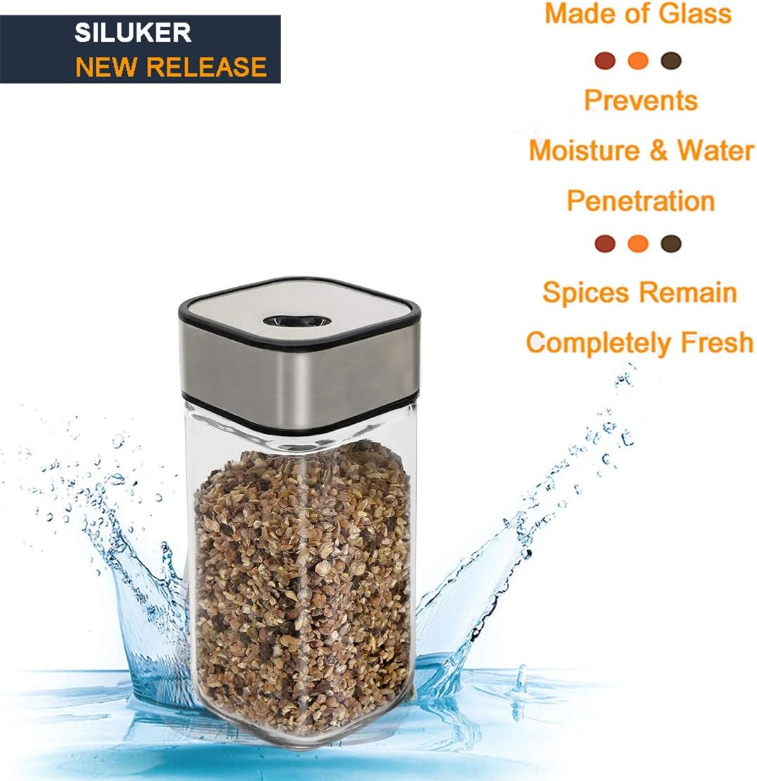 Get Discount 70% Price Salt and Pepper Shakers with Adjustable Pour Holes - Salt Shakers - Stainless Steel with Clear Glass Bottom (2-Pc. Set)