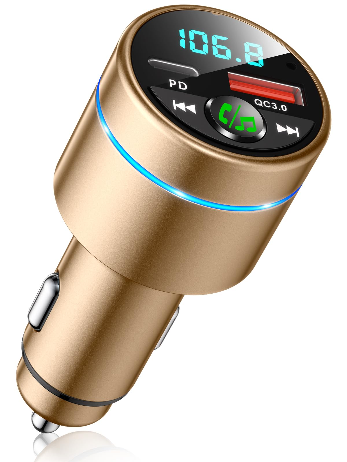 Mohard Transmetteur FM Bluetooth 5.3, Tout Métal Bluetooth Voiture, Chargeur Rapide de Voiture PD30W Type C+QC3.0, Adaptateur Bluetooth Autoradio, Suppression du Bruit, Appel Main Libre, Musique Hi-Fi