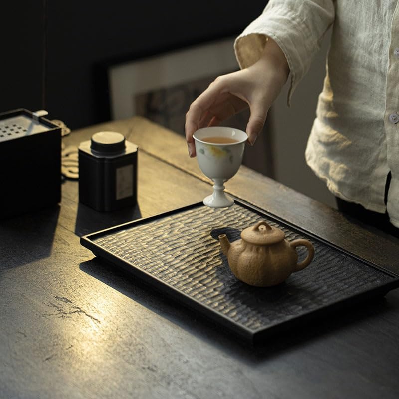 Bandejas Servir Comida Bandeja de Tetera carbón Cera Blanca, Mesa té Seca Rectangular, Bandeja pequeña, Troncos Estilo WABI-sabi for el hogar Mesa Cama