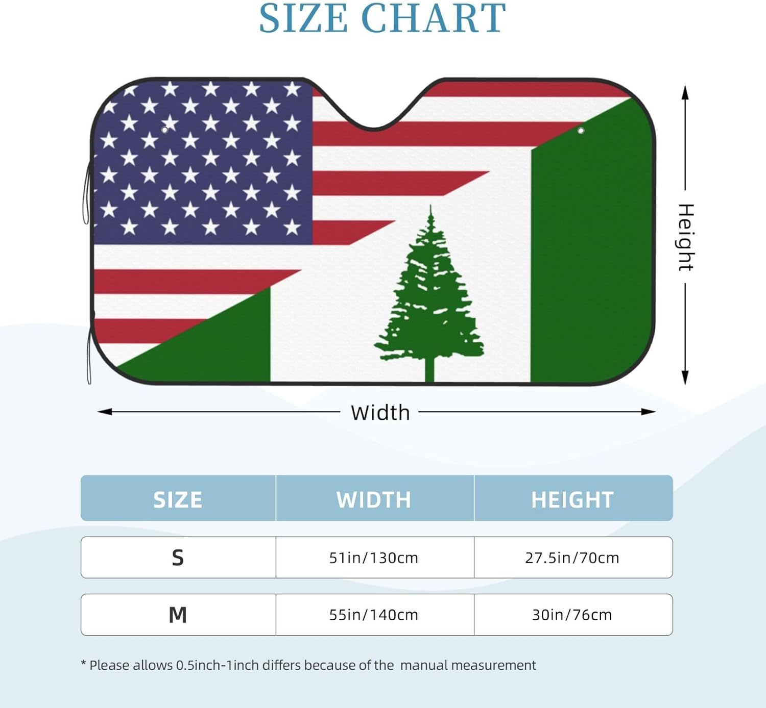 America Norfolk Island Friendship Flag Foldable Car Windshield Sunshade Blocks Heat and Sun Glare Uv Rays