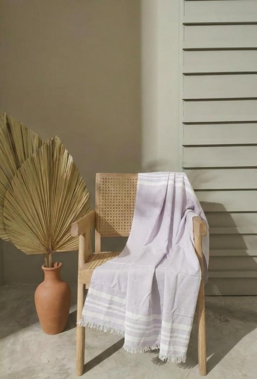 madake Bamboo Ultra Soft & Thin Turkish Towel-160x75cm|Quick Dry, Super Absorbent, Anti Bacterial|Extra Large Bath Towel for Men & Women|Ideal for Bath, Travel, Gym, Beach, Pool, & Yoga|Light Lavander 1