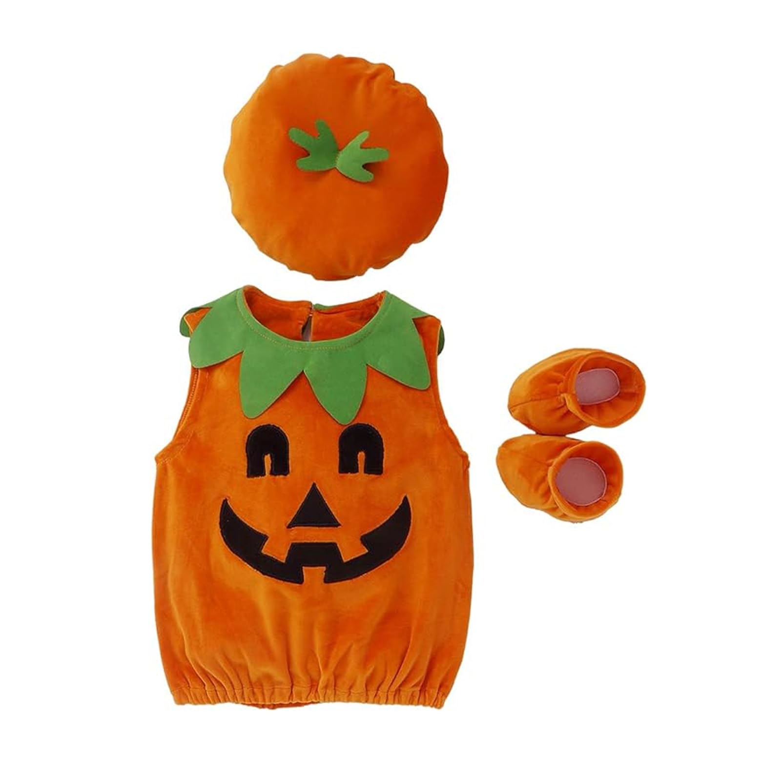 Nicoxijia Baby Pumpkin Halloween Costume Bodysuit Romper Tops with Hat kid Funny Jumpsuit Halloween Cosplay Outfits Clothes (B-Orange, 0-6 Months)