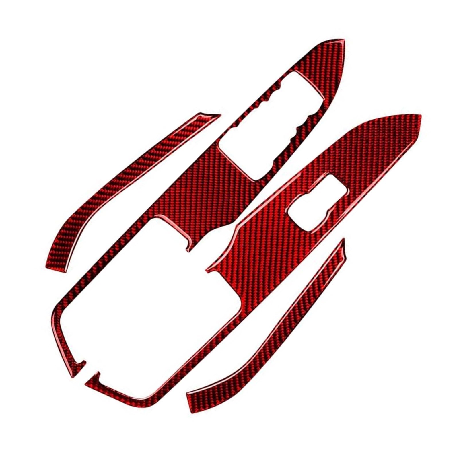 Car Interior Mouldings Car Windows Lifting Switch Control Panel Decoration Cover Trim Sticker for Ford for Mustang GT 2015-2021(Red(LHD))