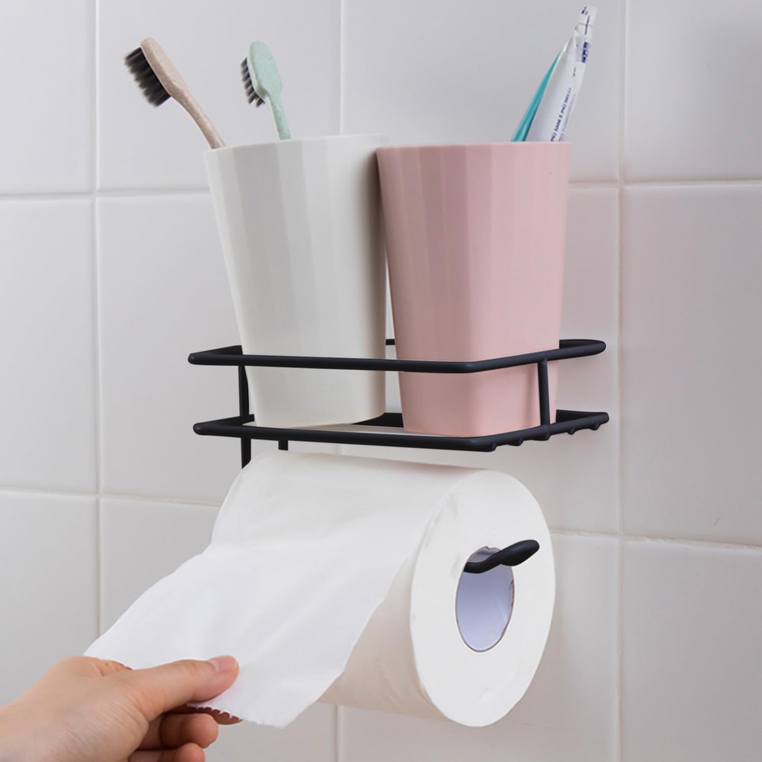 Everline - Metal Magic Sticker Series Self Adhesive - Kitchen Bathroom Napkin Toilet Paper Holder (Black) (B092SVG398) Amazon Price History, Amazon Price Tracker