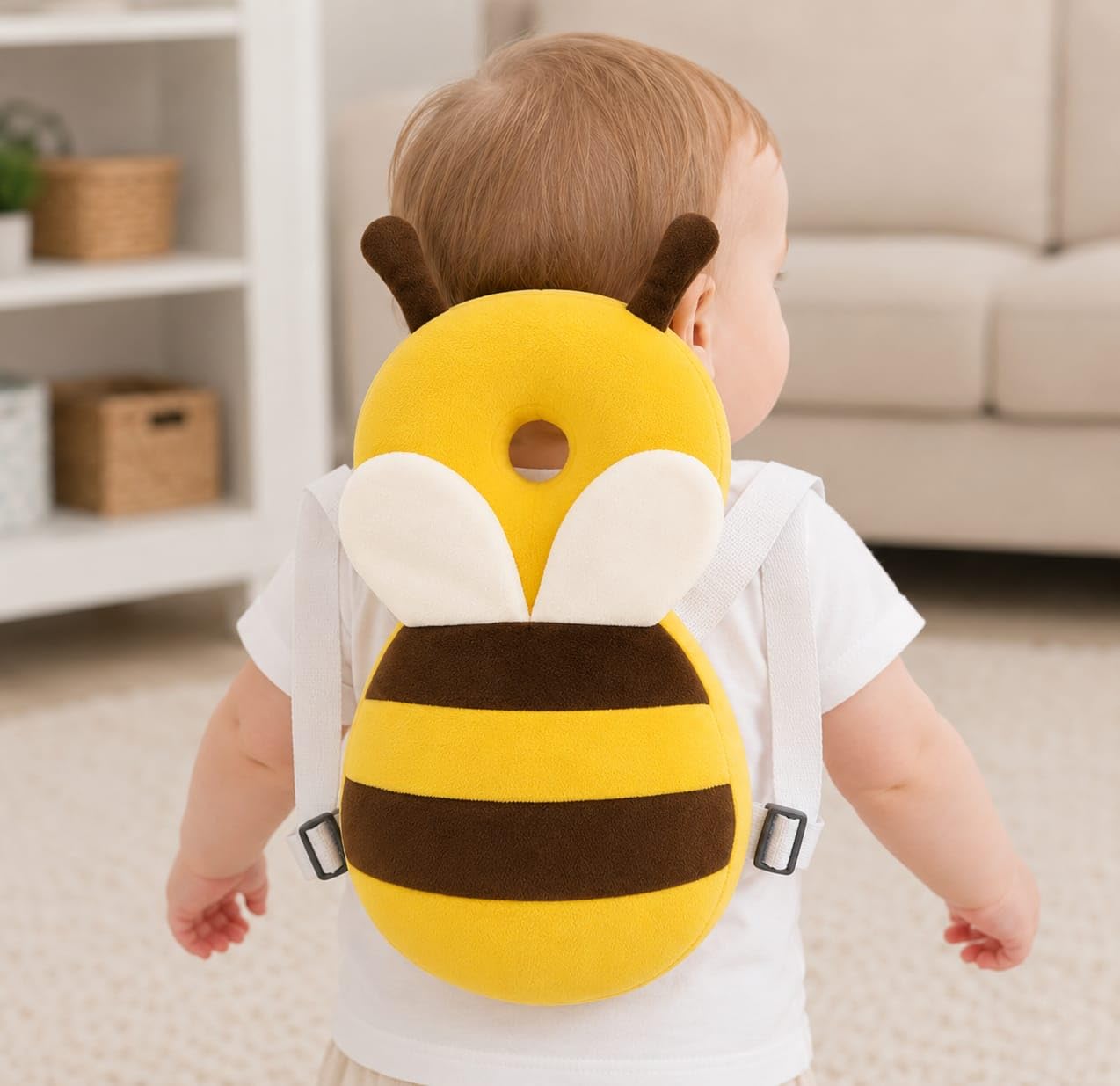 Baby Soft Cushioning for Crawling Walking Baby Head Protector Cute Honey Bee Shape, Adjustable Shoulder Belt, Gear for 6-18 Month Toddler-image-43