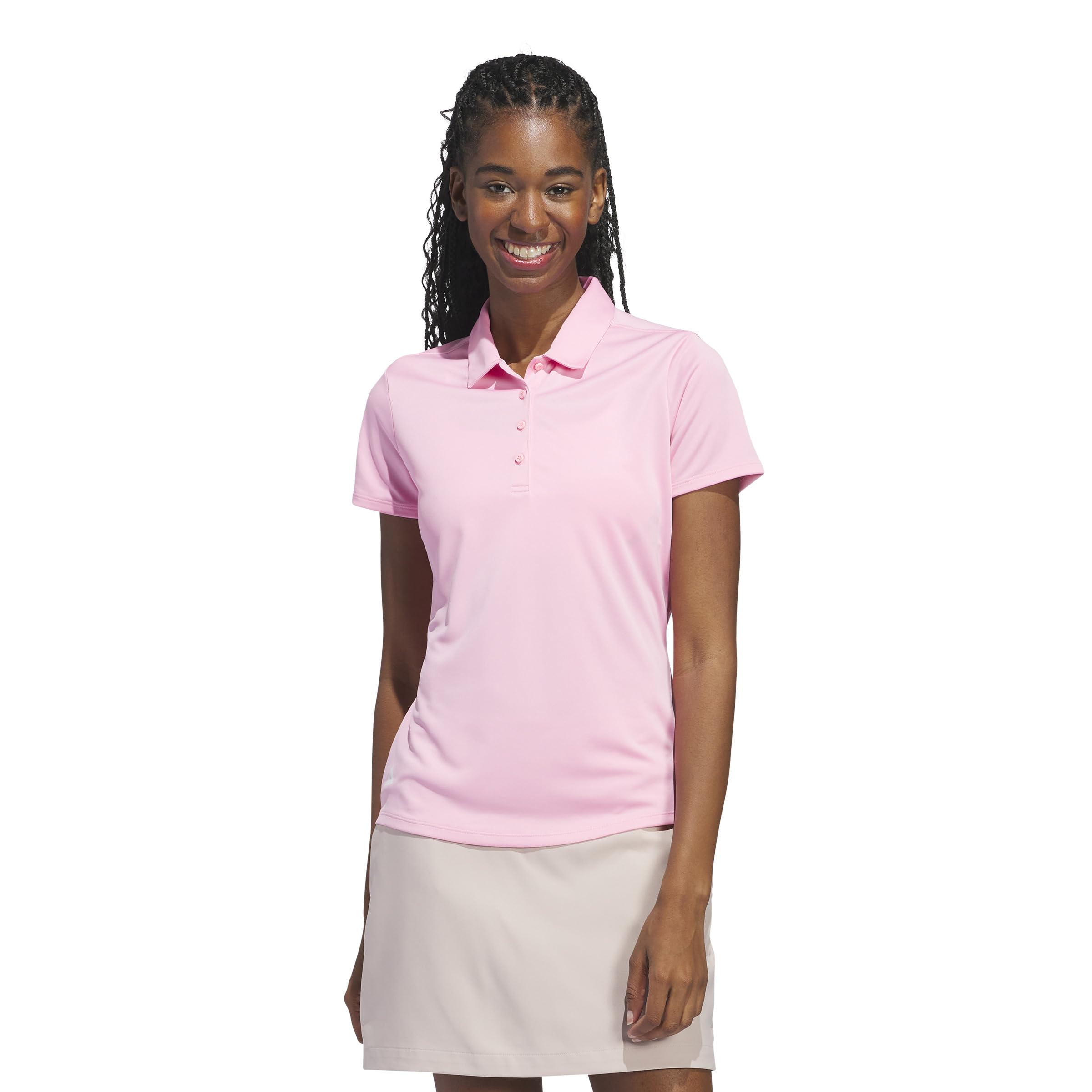adidas Women's Solid Performance Short Sleeve Polo Shirt Camisa de Golf, Rosa, S Mujer