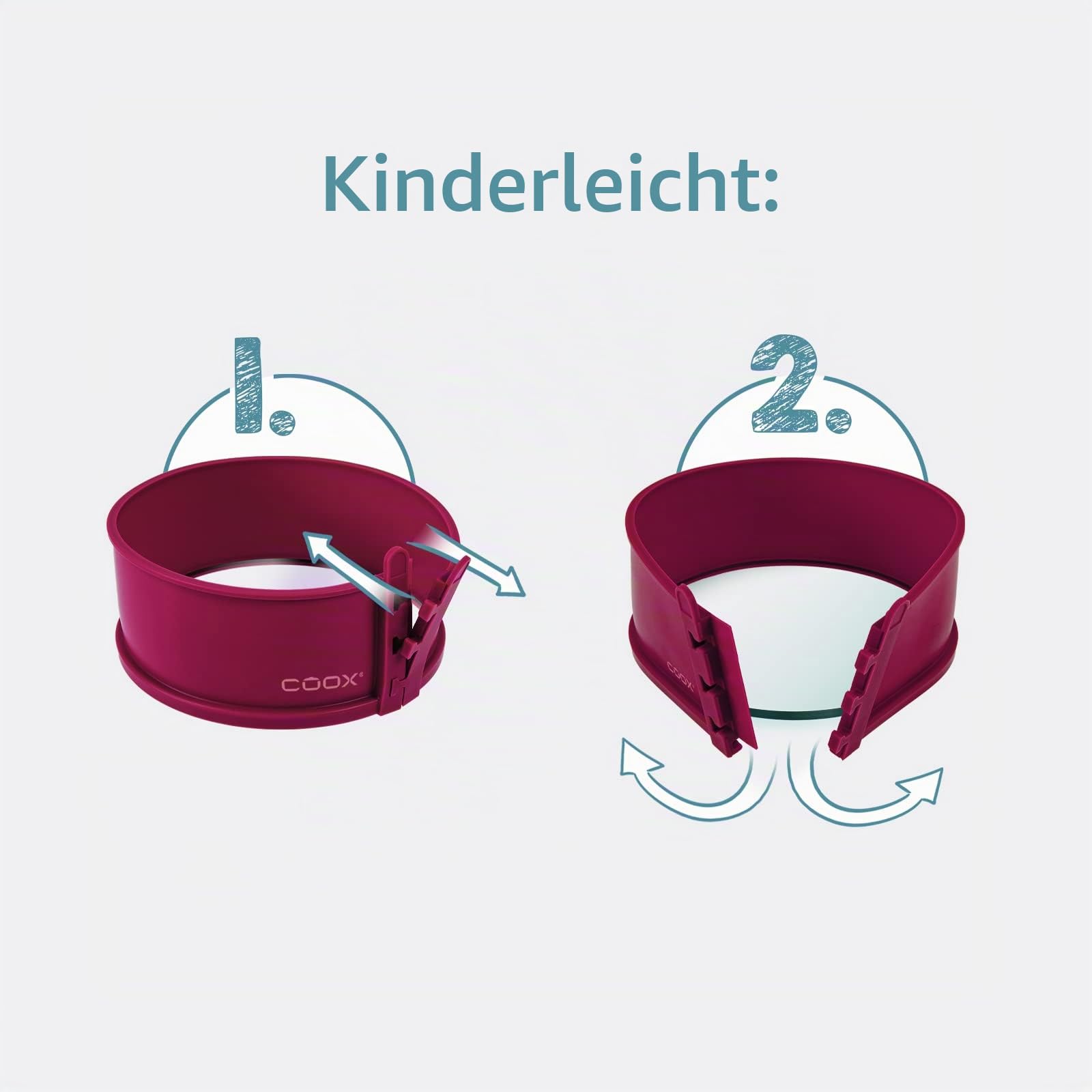 coox Springform Set: 26 cm & 18 cm mit Glasboden - Backen & Servieren in Einem I Lösbarer Antihaft-Silikonring I Kein UmsetzenI Auslaufsicher I Spülmaschinenfest Dunkelrot