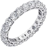Amazon Essentials Platinum-Plated Sterling Silver Eternity Band Ring with 3ct Round Cubic Zirconia - Hypoallergenic Stackable Jewelry