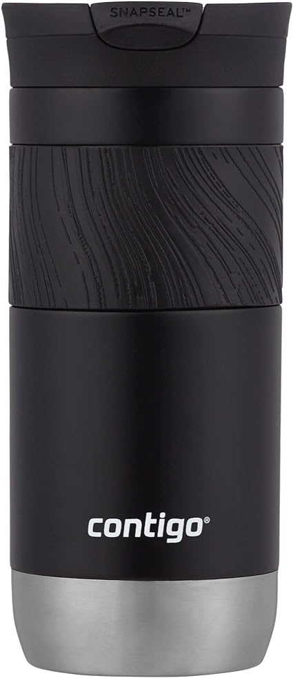 Contigo Byron Vacuum-Insulated Stainless Steel Travel Mug with Leak-Proof Lid Reusable Coffee Mug or Water Bottle BPA-Free 16oz Licorice Keeps Beverages Hot for 6 Hours or Cold for 12 Hours