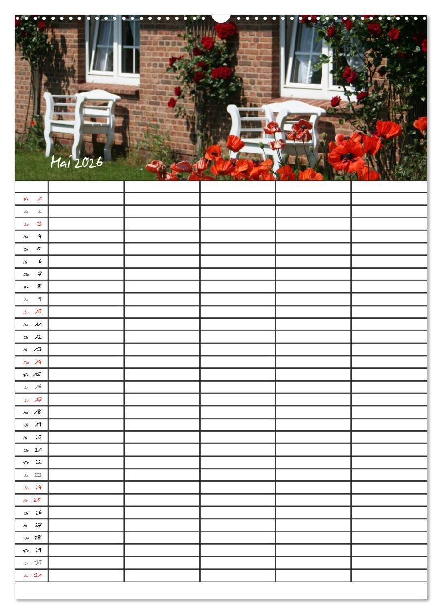 Familienplaner - Sylt (Wandkalender 2026 DIN A2 hoch), CALVENDO Monatskalender: Der Sylt-Kalender für die ganze Familie (CALVENDO Orte)