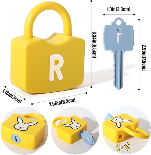 Miniatura 6 de ABC - Juego de candado de aprendizaje para niños con 26 cerraduras y 26 llaves para juguetes de la primera infancia, juegos de aprendizaje del