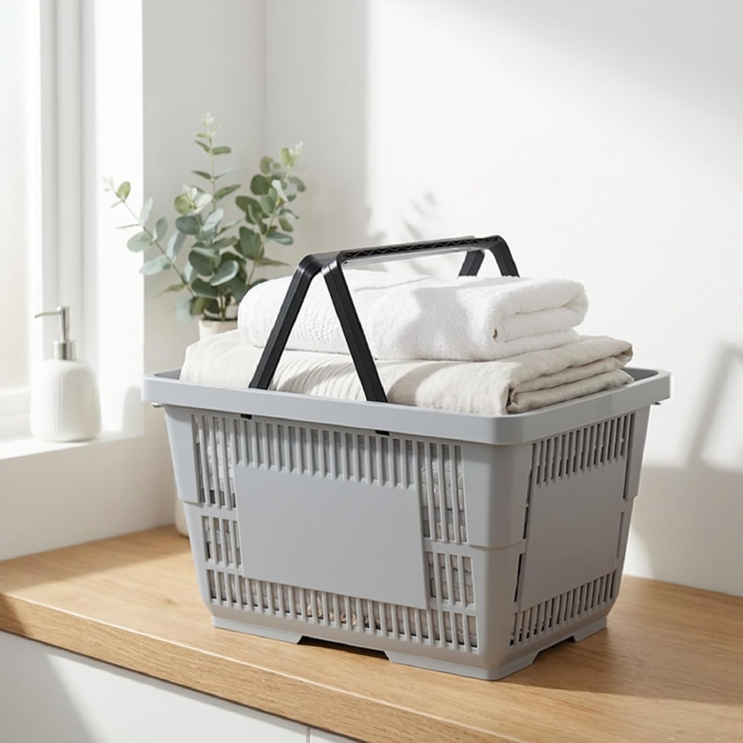 Tragbare Einkaufskörbe (28 L), 6er-Set Mit Ergonomischen Griffen, Ideal Zum Einkaufen, Aufbewahren Und Organisieren – Robust Und Leicht