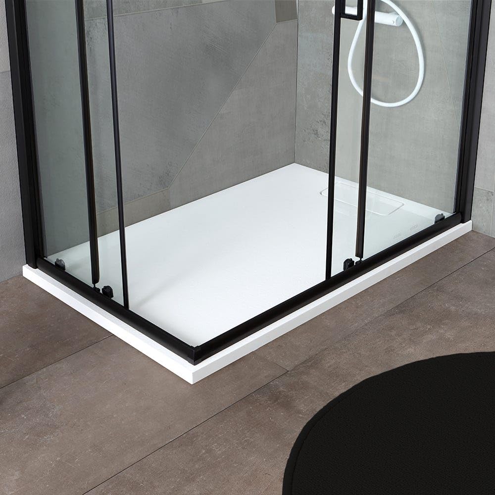 Kiamami Valentina - Box Doccia 70x90 cm, Cabina Doccia Rettangolare con Profilo Nero in Cristallo Trasparente 6 mm, Vetro Doccia Scorrevole Ideale per Arredamento Bagno, Linea City
