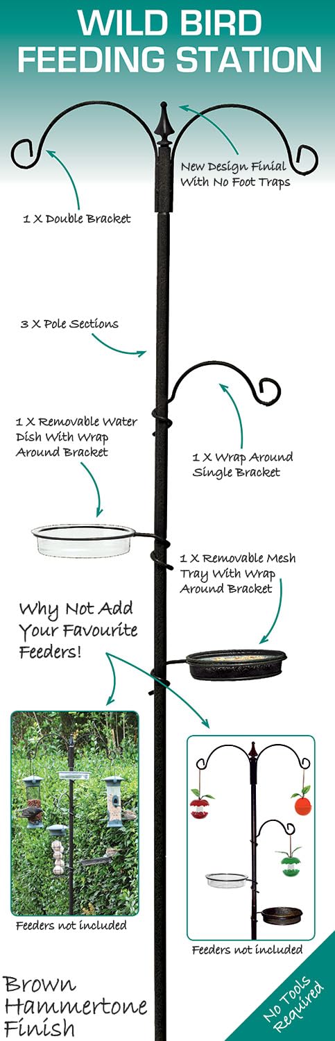 Green Jem Wild Bird Feeding Station With Water Dish