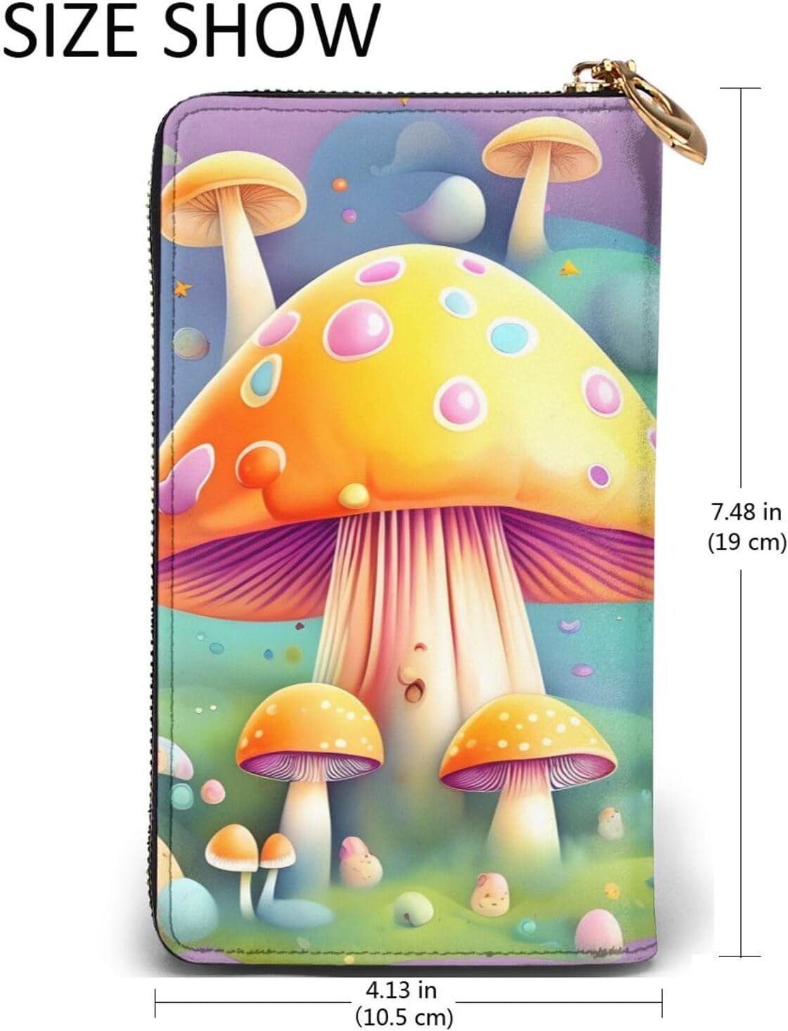 Fantasy Dream Mushroom Women's wallet, clutch wallet, with zipper, large capacity.